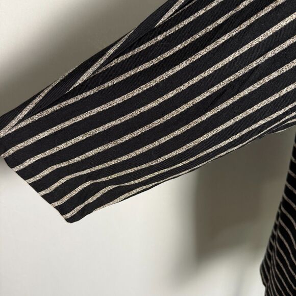 J. Jill Striped Wearever V-Neck Top, 3/4 Dolman Sleeves Sz XL TALL Black & Gray - Picture 8 of 12